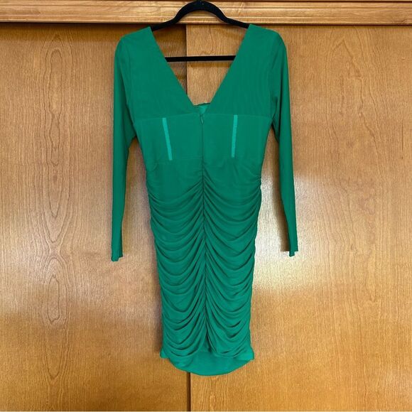 Selfie Leslie Dream Catcher Long Sleeve Ruched Mini Dress Green Size XL - Picture 8 of 10